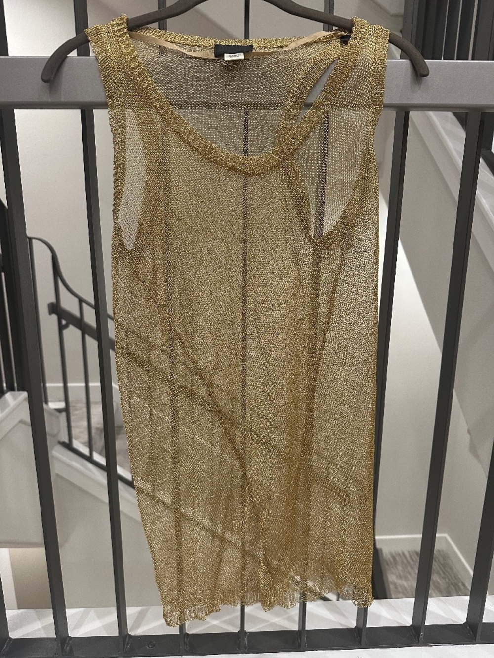 Diesel Gold Metal Mesh Distressed Tunic
